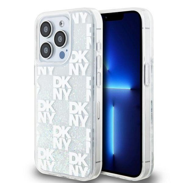 DKNY case for IPHONE 15 Pro DKHCP15LLCPEPT (DKNY HC Liquid Glitters W/Checkered Pattern) white