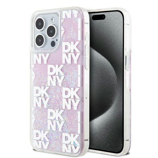 DKNY case for IPHONE 15 Pro Max DKHCP15XLCPEPP (DKNY HC Liquid Glitters W/Checkered Pattern) pink