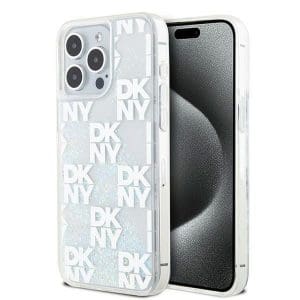 DKNY case for IPHONE 15 Pro Max DKHCP15XLCPEPT (DKNY HC Liquid Glitters W/Checkered Pattern) white