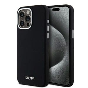 DKNY case for IPHONE 15 Pro Max compatible with MagSafe DKHMP15XSMCHLK (DKNY HC MagSafe Silicone W/Horizontal Metal Logo) black