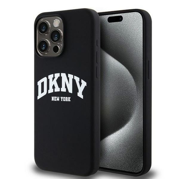 DKNY case for IPHONE 15 Pro Max compatible with MagSafe DKHMP15XSNYACH (DKNY HC MagSafe Silicone W/White Arch Logo) black