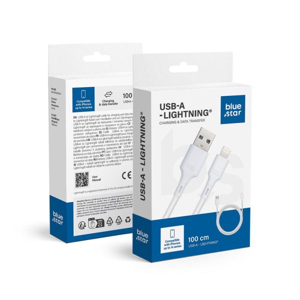 Data Cable Blue Star - USB A to iPhone Lightning 2.4A - white