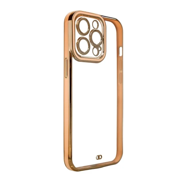 Fashion Case for iPhone 13 Pro Gold Frame Gel Cover Gold