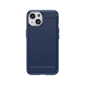 Flexible Carbon Case with a carbon pattern for iPhone 15 - blue