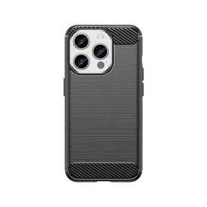 Flexible carbon pattern case for iPhone 15 Pro Carbon Case - black