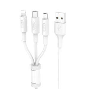 HOCO cable 3in1 USB A to Lightning / Micro USB / Type C 2A X25 1 m white