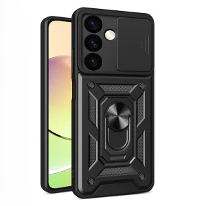 Hybrid Armor Camshield armored case for Samsung Galaxy A15 with camera cover - black