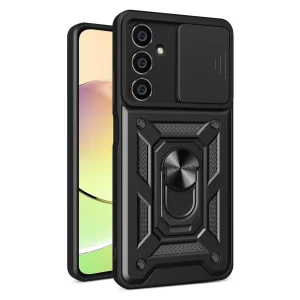 Hybrid Armor Camshield case for Samsung M54 with camera cover - black