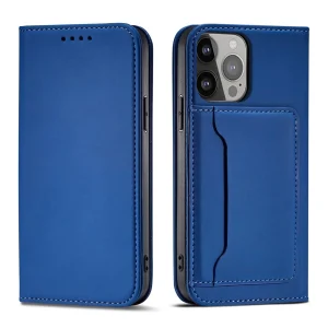 Magnet Card Case case for iPhone 14 Plus flip cover wallet stand blue