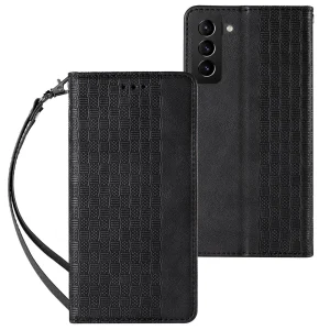 Magnet Strap Case Case for Samsung Galaxy S22 + (S22 Plus) Pouch Wallet + Mini Lanyard Pendant Black