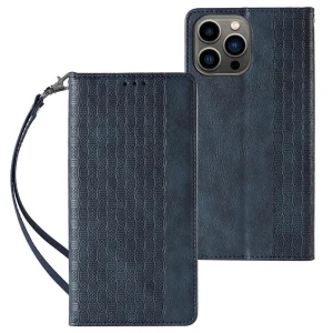 Magnet Strap Case Case for Samsung Galaxy S23 Flip Wallet Mini Lanyard Stand Blue