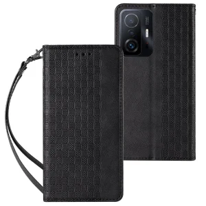 Magnet Strap Case Case for Xiaomi Redmi Note 11 Pouch Wallet + Mini Lanyard Pendant Black