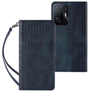 Magnet Strap Case Case for Xiaomi Redmi Note 11 Pouch Wallet + Mini Lanyard Pendant Blue