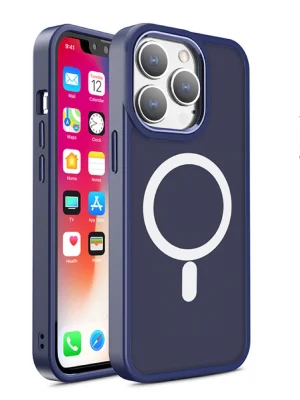 Magnetic Color Matte Case for iPhone 15 Pro - navy blue