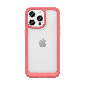 Reinforced case with a flexible frame for iPhone 15 Pro Max Outer Space - red
