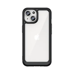 Reinforced case with flexible frame for iPhone 15 Plus Outer Space - black