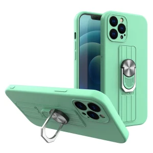 Ring Case silicone case with finger grip and stand for iPhone 11 Pro Max mint