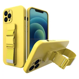 Rope case gel case with a lanyard chain handbag lanyard Samsung Galaxy A12 yellow