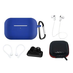 Silicone Case Set for AirPods Pro 2 / AirPods Pro 1 + Case / Ear Hook / Neck Strap / Watch Strap Holder / Carabiner - blue
