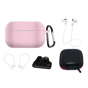Silicone Case Set for AirPods Pro 2 / AirPods Pro 1 + Case / Ear Hook / Neck Strap / Watch Strap Holder / Carabiner - pink