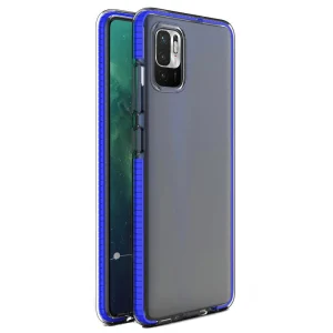 Spring Case clear TPU gel protective cover with colorful frame for Xiaomi Redmi Note 10 5G / Poco M3 Pro dark blue