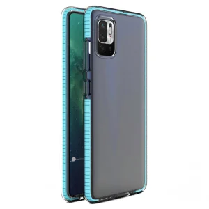 Spring Case clear TPU gel protective cover with colorful frame for Xiaomi Redmi Note 10 5G / Poco M3 Pro light blue