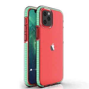Spring Case clear TPU gel protective cover with colorful frame for iPhone 13 Pro mint