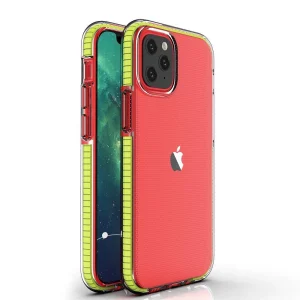Spring Case clear TPU gel protective cover with colorful frame for iPhone 13 Pro yellow