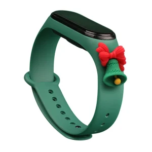 Strap Xmas Wristband for Xiaomi Mi Band 4 / Mi Band 3 Christmas Silicone Strap Bracelet Dark Green (Bell)