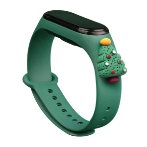 Strap Xmas Wristband for Xiaomi Mi Band 4 / Mi Band 3 Christmas Silicone Strap Bracelet Dark Green (Christmas Tree 2)
