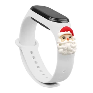 Strap Xmas Wristband for Xiaomi Mi Band 4 / Mi Band 3 Christmas Silicone Strap Bracelet White (Santa Claus)