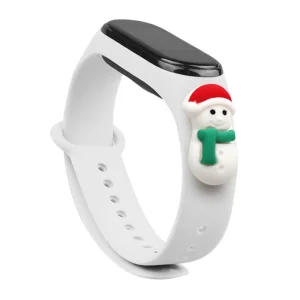 Strap Xmas Wristband for Xiaomi Mi Band 4 / Mi Band 3 Christmas Silicone Strap Bracelet White (Snowman 1)