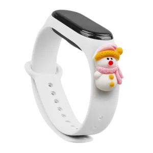 Strap Xmas Wristband for Xiaomi Mi Band 4 / Mi Band 3 Christmas Silicone Strap Bracelet White (Snowman 2)