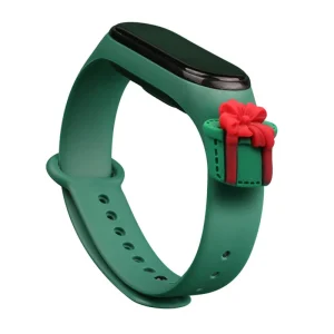 Strap Xmas Wristband for Xiaomi Mi Band 6 / Mi Band 5 Christmas Silicone Strap Bracelet Dark Green (Gift)