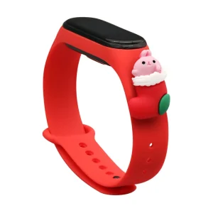 Strap Xmas Wristband for Xiaomi Mi Band 6 / Mi Band 5 Christmas Silicone Strap Bracelet Red (Santa 1)