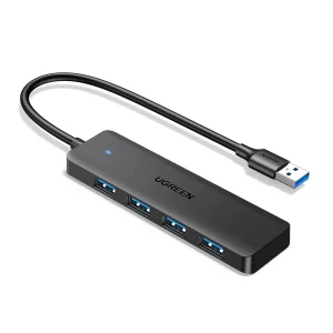 HUB Ugreen CM219 25851 mit 4 USB-A 3.0-Anschlüssen und USB-A 3.0-Kabel 15 cm – Schwarz