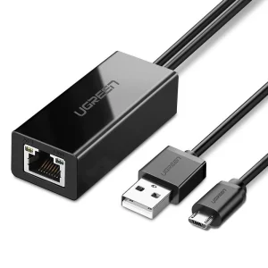 Ugreen externer Micro USB 100Mbps Netzwerkadapter für Chromecast 1m schwarz (30985)