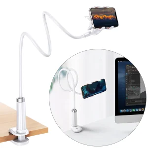 Ugreen universal holder stand phone holder tablet (up to 12cm wide) tripod lazy holder with flexible arm white (30488 LP113)