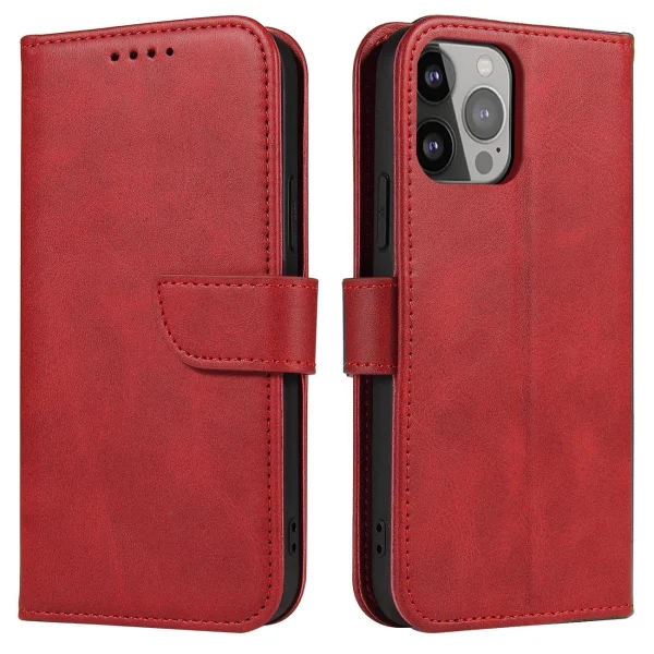 Wallet Case with Stand for iPhone 15 Magnet Case - Red