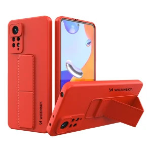 Wozinsky Kickstand Case Silicone Stand Cover for Xiaomi Redmi Note 11 Pro red