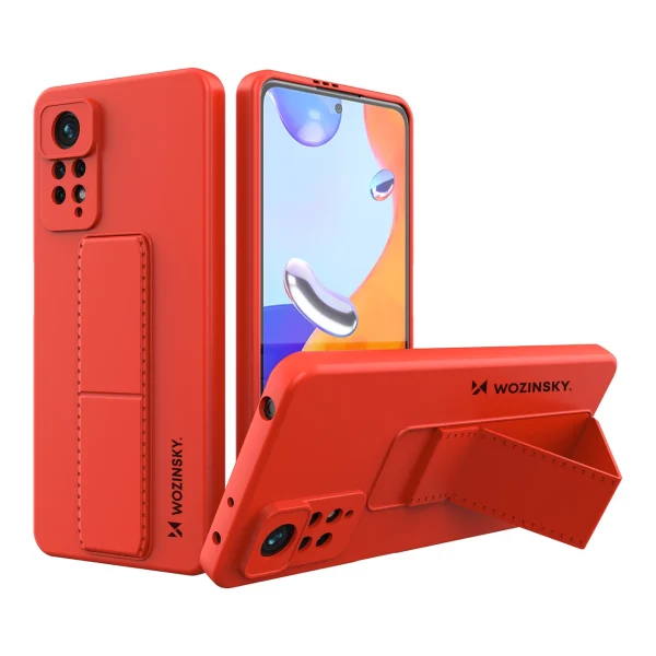 Wozinsky Kickstand Case Silicone Stand Cover for Xiaomi Redmi Note 11 Pro red