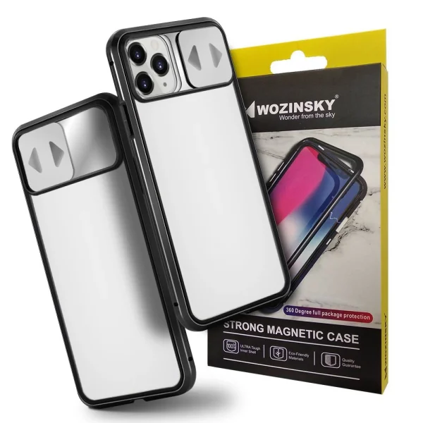Wozinsky Magnetic Cam Slider Case Magnetic 360 Full Phone Cover Glass Screen Kamera Cover Huawei P40 Schwarz