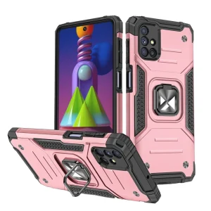 Wozinsky Ring Armor Case Kickstand Tough Rugged Cover for Samsung Galaxy M51 pink