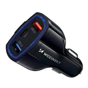 Wozinsky Autoladegerät USB x2 und USB C schwarz (WCC-01)