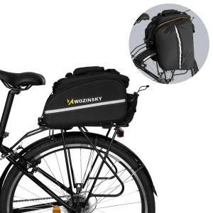 Wozinsky geräumige Fahrradträgertasche 35L (inklusive Regenschutz) schwarz (WBB19BK)