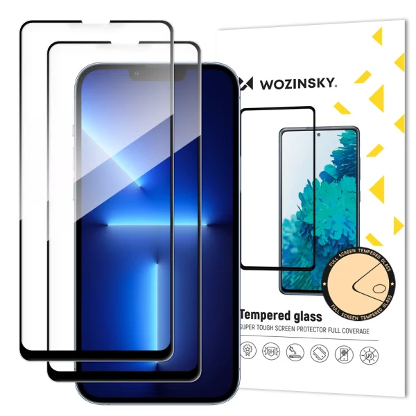 Wozinsky set of 2x super durable Full Glue tempered glass with frame Case Friendly iPhone 14