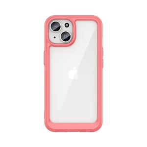 iPhone 15 Plus Outer Space reinforced case with a flexible frame - red