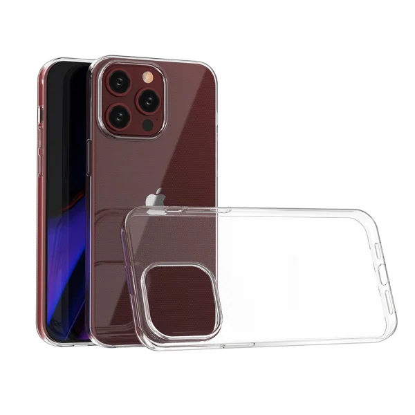 iPhone 15 Pro Max case from the Ultra Clear series in transparent color