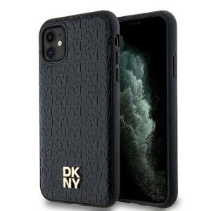 DKNY case for IPHONE 11 compatible with MagSafe DKHMN61PSHRPSK (DKNY HC MagSafe Pu Repeat Pattern W/Stack Logo) black