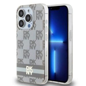 DKNY case for IPHONE 13 Pro compatible with MagSafe DKHMP13LHCPTSE (DKNY HC MagSafe PC TPU Checkered Pattern W/Printed Stripes) beige